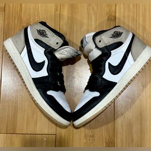 Jordan1 High-Top Sneakers - Black, White, and Tan